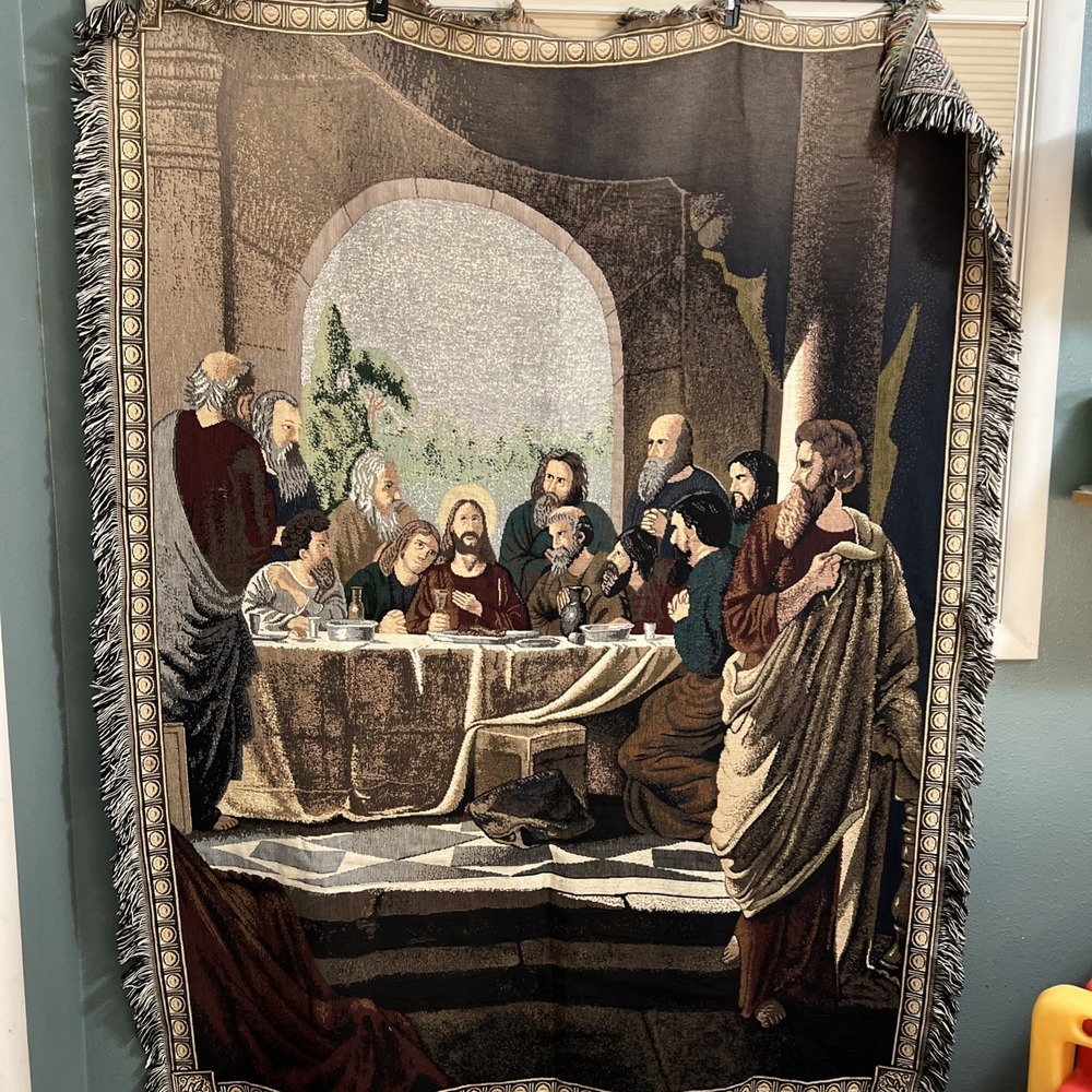 Chatham Last Supper Throw Blanket Vintage Religious Tapestry Jesus Church Christ